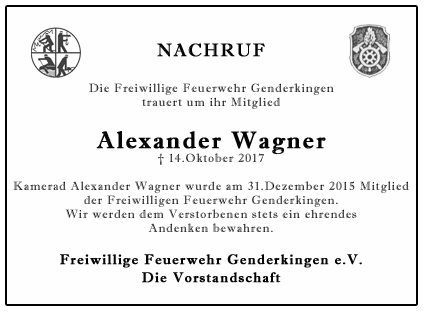 Nachruf Alexander Wagner
