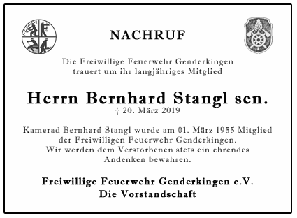 Nachruf Bernhard Stangl